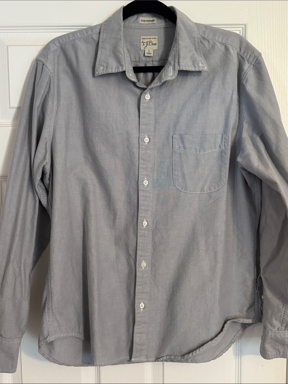 J. Crew Men's Light Gray Long-Sleeve Button-Down Shirt